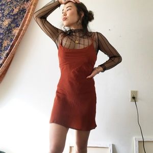 satin-like burnt orange strapped dress